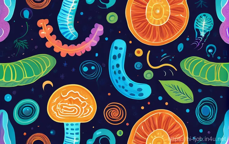 마이크로바이옴 연구직 - Image Prompt 1: The Thriving Inner Ecosystem of the Microbiome** 마이크로바이옴 연구직 - Image Prompt 1: The Thriving Inner Ecosystem of the Microbiome**